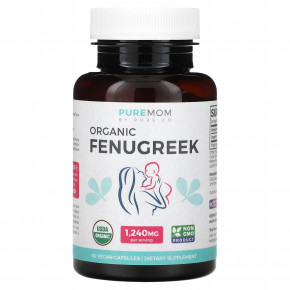 Pure Co., Pure Mom, органический пажитник, 60 веганских капсул (620 мг в 1 капсуле) - описание | фото