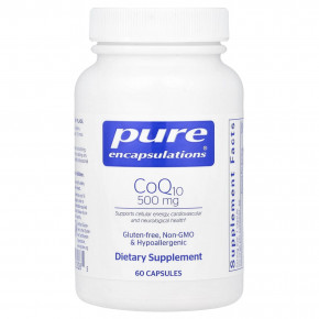 Pure Encapsulations, CoQ10, 500 мг, 60 капсул - описание