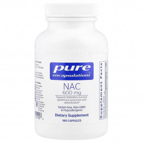 Pure Encapsulations, NAC, 600 мг, 180 капсул - описание