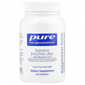 Pure Encapsulations, Пищеварительные ферменты с бетаином гидрохлоридом, 90 капсул - описание | фото