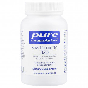 Pure Encapsulations, Saw Palmetto 320, 120 мягких капсул (320 мг в каждой капсуле) - описание | фото