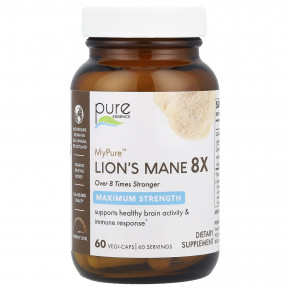 Pure Essence, MyPure ™, Lion's Mane 8X, максимальная сила действия, 60 растительных капсул в Москве - eco-herb.ru | фото