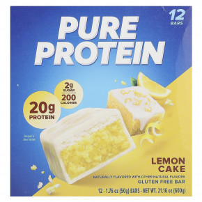 Pure Protein, батончик без глютена, со вкусом лимонного торта, 12 батончиков по 50 г (1,76 унции) - описание