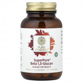 Pure Synergy, SuperPure®, бета-1,3-глюкан, экстракт водорослей, 60 капсул (500 мг в 1 капсуле) - описание | фото