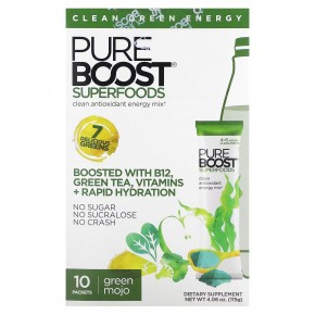 Pureboost, Superfoods, Clean Antioxidant Energy Mix, Green Mojo, 10 Packets (0.41 oz (11.5 g) в Москве - eco-herb.ru | фото