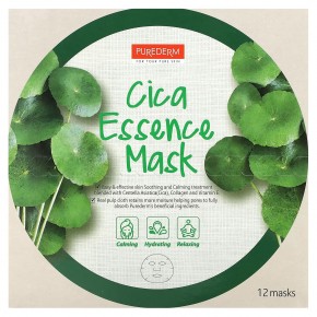 Purederm, Cica Essence Beauty Mask, 12 шт., 18 г (0,63 унции) в Москве - eco-herb.ru | фото