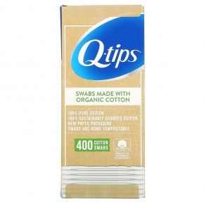 Q-tips, органические ватные палочки, 400 шт. в Москве - eco-herb.ru | фото