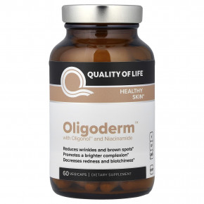 Quality of Life, Oligoderm™ с Oligonol™ и никотинамидом, 60 растительных капсул - описание | фото