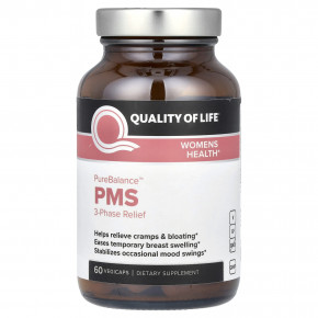 Quality of Life, PureBalance PMS 3-Phase Relief, 60 растительных капсул - описание | фото