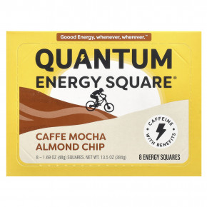 Quantum Energy Square, Caffe Mocha и миндальные чипсы, 8 квадратов, 48 г (1,69 унции) - описание