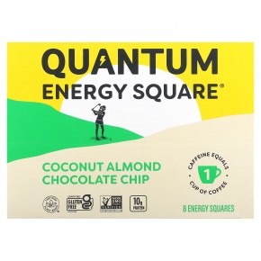 QUANTUM ENERGY SQUARE, Coconut Almond Chocolate Chip, 8 Squares, 1.69 oz (48 g) Each в Москве - eco-herb.ru | фото