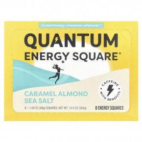 Quantum Energy Square, Морская соль с карамелью и миндалем, 8 энергетических батончиков, 48 г (1,69 унции) - описание