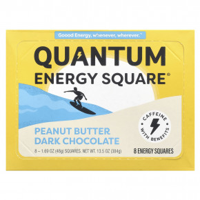 Quantum Energy Square, Темный шоколад с арахисовой пастой, 8 квадратов по 48 г (1,69 унции) - описание