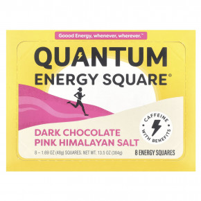 Quantum Energy Square, Темный шоколад, розовая гималайская соль, 8 энергетических батончиков, 48 г (1,69 унции) - описание