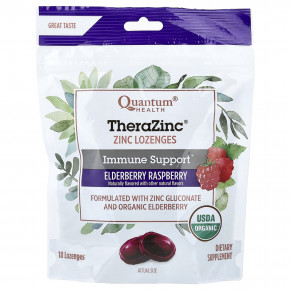 Quantum Health, TheraZinc®, леденцы с цинком, бузина и малина, 18 леденцов - описание | фото
