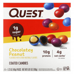 Quest Nutrition, Арахисовые конфеты в шоколадной глазури, 4 упаковки по 49 г (1,73 унции) - описание | фото