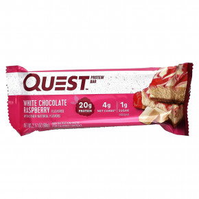 Quest Nutrition, Белковый батончик Quest, белый шоколад с малиной, 12 батончиков, 2,12 унц. (60 г) каждый в Москве - eco-herb.ru | фото