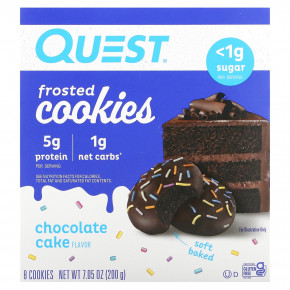 Quest Nutrition, глазированное печенье, шоколадный торт, 8 шт. по 25 г (0,88 унции) в Москве - eco-herb.ru | фото