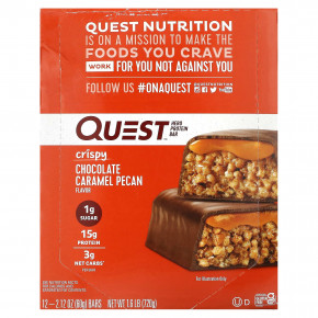 Quest Nutrition, Hero Protein Bar, хрустящий шоколад с карамелью и пеканом, 12 батончиков, 60 г (2,12 унции) в Москве - eco-herb.ru | фото