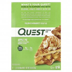 Quest Nutrition, Protein Bar, яблочный пирог, 12 батончиков, 60 г (2,12 унции) каждый - описание