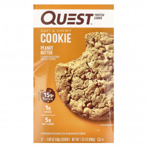 Quest Nutrition, Protein Cookie, арахисовая паста, 12 штук, 58 г (2,04 унции) - описание