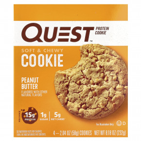 Quest Nutrition, Protein Cookie, арахисовая паста, 4 пакетика по 58 г (2,04 унции) - описание