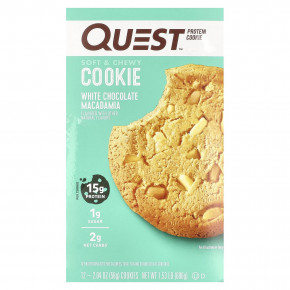 Quest Nutrition, Protein Cookie, белый шоколад и макадамия, 12 печений, 58 г (2,04 унции) в Москве - eco-herb.ru | фото