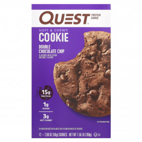 Quest Nutrition, Protein Cookie, двойная шоколадная крошка, 12 штук, 59 г (2,08 унции) в Москве - eco-herb.ru | фото