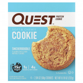 Quest Nutrition, Protein Cookie, Snickerdoodle, 4 печенья, 58 г (2,04 унции) - описание