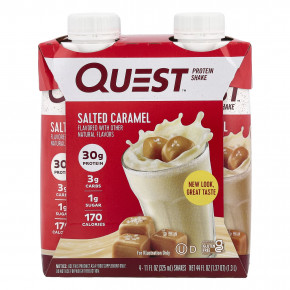 Quest Nutrition, Protein Shake, соленая карамель, 4 коктейля, 325 мл (11 жидк. унц.) - описание | фото