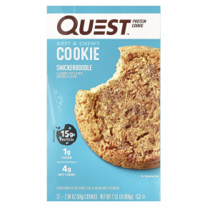 Quest Nutrition, протеиновое печенье, со вкусом печенья сникердудл, 12 шт по 58 г (2,04 унции) - описание | фото