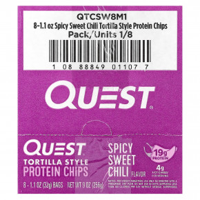 Quest Nutrition, Протеиновые чипсы по типу тортильи, острый сладкий перец чили, 8 пакетиков по 32 г (1,1 унции) в Москве - eco-herb.ru | фото