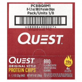 Quest Nutrition, Протеиновые чипсы в оригинальном стиле, для барбекю, 8 пакетиков по 32 г (1,1 унции) в Москве - eco-herb.ru | фото