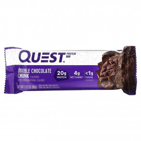 Quest Nutrition, Протеиновый батончик, двойные кусочки шоколада, 4 батончика, 60 г (2,12 унции) в Москве - eco-herb.ru | фото