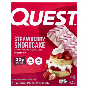 Quest Nutrition, протеиновый батончик, клубничное песочное печенье, 4 шт. по 60 г (2,12 унции) в Москве - eco-herb.ru | фото