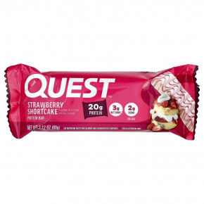 Quest Nutrition, протеиновый батончик, клубничное песочное печенье, 4 шт. по 60 г (2,12 унции) в Москве - eco-herb.ru | фото