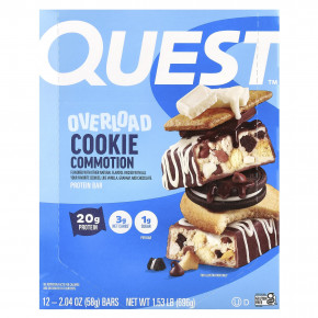 Quest Nutrition, Протеиновый батончик Overload, Cookie Commotion, 12 батончиков, 58 г (2,04 унции) в Москве - eco-herb.ru | изображение Quest Nutrition, Протеиновый батончик Overload, Cookie Commotion, 12 батончиков, 58 г (2,04 унции) в Москве - eco-herb.ru | фото