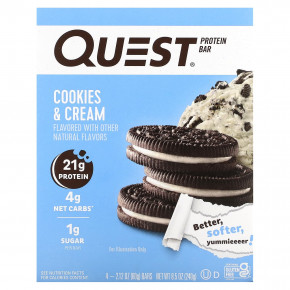 Quest Nutrition, Протеиновый батончик, печенье и крем, 4 батончика, 60 г (2,12 унции) каждый в Москве - eco-herb.ru | фото