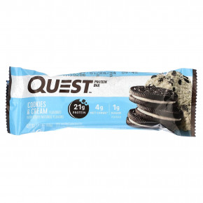 Quest Nutrition, протеиновый батончик, со вкусом печенья и сливок, 12 батончиков, 60 г (2,12 унции) каждый в Москве - eco-herb.ru | фото