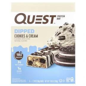 Quest Nutrition, Протеиновый батончик, со вкусом печенья и сливок, 4 батончика, 50 г (1,76 унции) в Москве - eco-herb.ru | фото