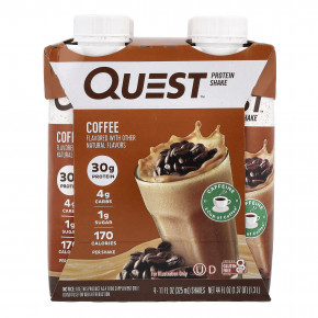 Quest Nutrition, Протеиновый коктейль, кофе, 4 коктейля, 325 мл (11 жидк. унц.) в Москве - eco-herb.ru | фото