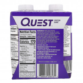 Quest Nutrition, Протеиновый коктейль, шоколад, 4 коктейля, 325 мл (11 жидк. унц.) в Москве - eco-herb.ru | фото