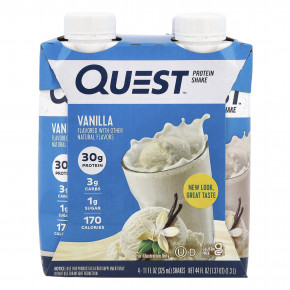 Quest Nutrition, Протеиновый коктейль, ваниль, 4 коктейля, 325 мл (11 жидк. унц.) - описание