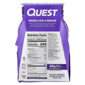 Quest Nutrition, Протеиновый молочный коктейль, шоколад, 4 флакона по 414 мл (14 жидк. Унций) в Москве - eco-herb.ru | фото
