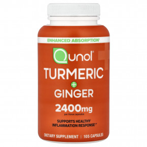 Qunol, куркума и имбирь, 105 капсул - описание | фото