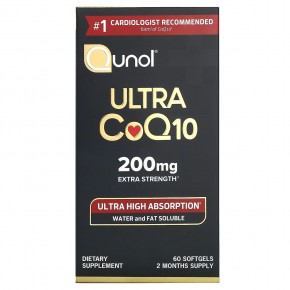 Qunol, Ultra CoQ10, дополнительная сила действия, 200 мг, 60 мягких таблеток в Москве - eco-herb.ru | фото