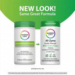 Rainbow Light, All-Zyme™, ферменты растительного происхождения и пробиотики, 90 веганских капсул в Москве - eco-herb.ru | изображение Rainbow Light, All-Zyme™, ферменты растительного происхождения и пробиотики, 90 веганских капсул в Москве - eco-herb.ru | фото