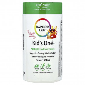 Rainbow Light, Kid's One® +, для детей от 1 года, фруктовый пунш, 90 таблеток в Москве - eco-herb.ru | изображение Rainbow Light, Kid's One® +, для детей от 1 года, фруктовый пунш, 90 таблеток в Москве - eco-herb.ru | фото