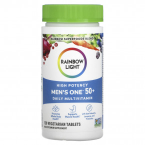 Rainbow Light, Men One 50+ Daily, мультивитамины, высокая эффективность, 120 вегетарианских таблеток в Москве - eco-herb.ru | фото