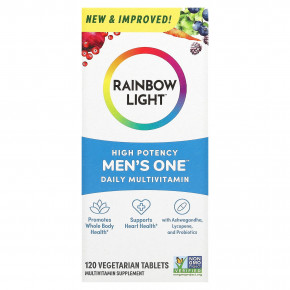 Rainbow Light, Men's One, ежедневная мультивитаминная добавка для мужчин, высокая эффективность, 120 вегетарианских таблеток - описание | фото